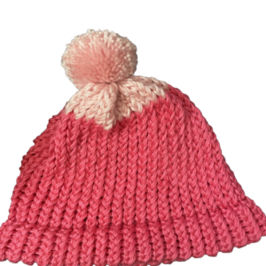 Pink and Light Pink Beanie Hat 1